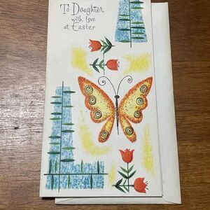Vtg Volland Easter Greeting Card Daughter Butterfly
